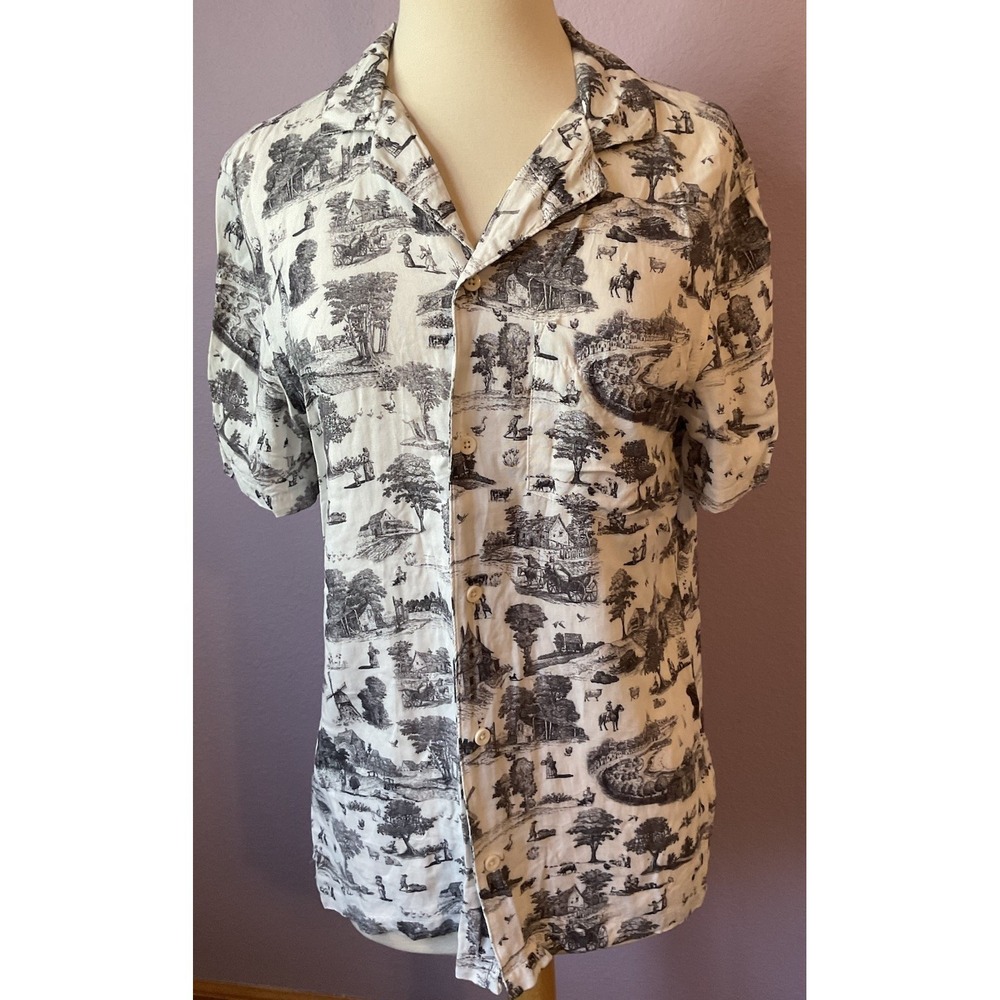 We Wore What Western Farm Pattern Print Button Up Top Shirt Size Small